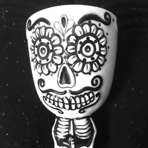 SOLD Cracker Barrel Stoneware Skeleton Goblet